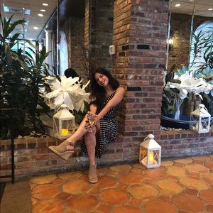 Black and white polka dot slip dress size small